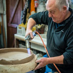 John Higgins at work in his studio 2018